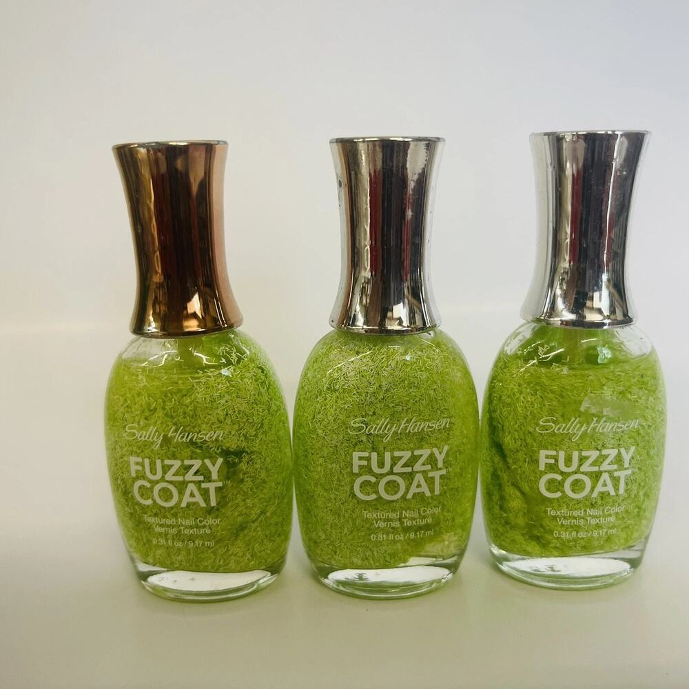 Lot of 3 Sally Hansen Fuzzy Coat Textured Nail Polish #600 Green Fuzzy Fantasy‎